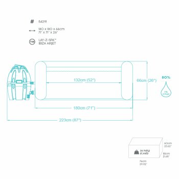 Bestway Whirlpool Lay-Z-Spa Ibiza Air Jet Pool 180x180x66 cm Wellness Heizung