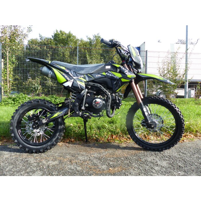 140ccm Dirtbike Cross Bike Pitbike KXD 609 Panther 17/14 Zoll Lichtmaske Grün